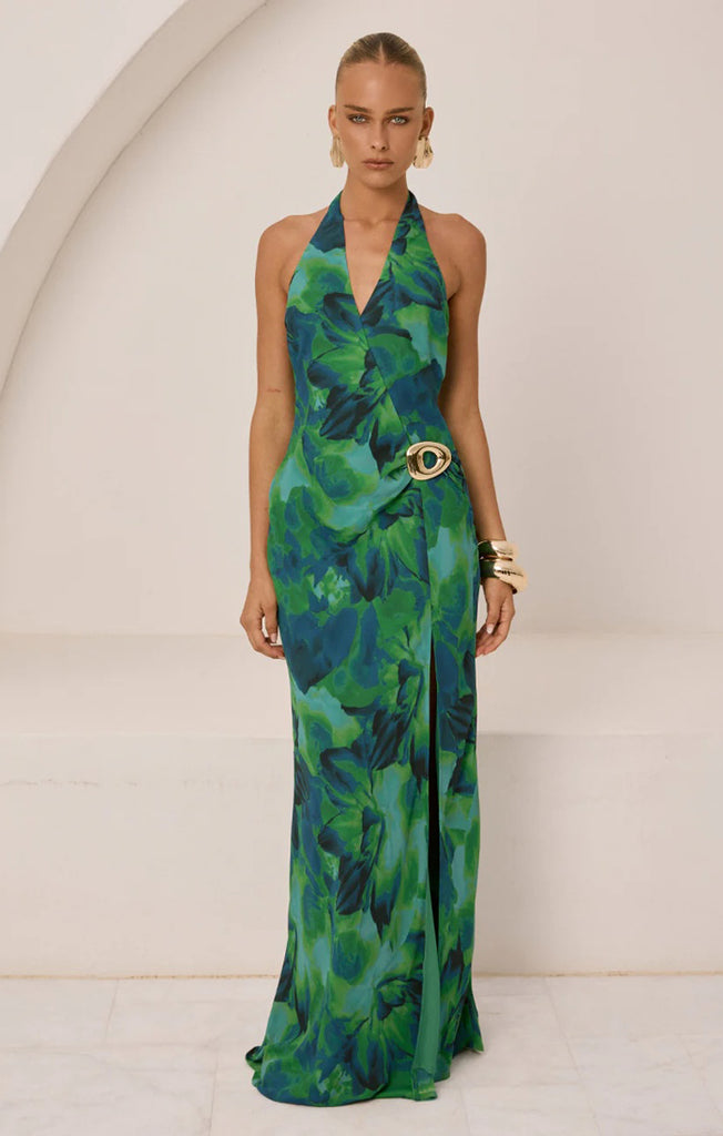 maribella halter maxi dress Bardot Women's Marabella Slit Halter Maxi Dress